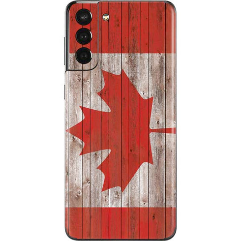 Canadian Flag Dark Wood Galaxy S21 Plus 5G Skin